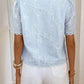 Graceann Blue Scalloped Bloom Embroidered Blouse