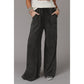 Gracia Grey Mineral Washed Drawstring Retro Wide Leg Pants