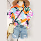 Graciella Multicolour Abstract Leafy Print Short Sleeve Shirt