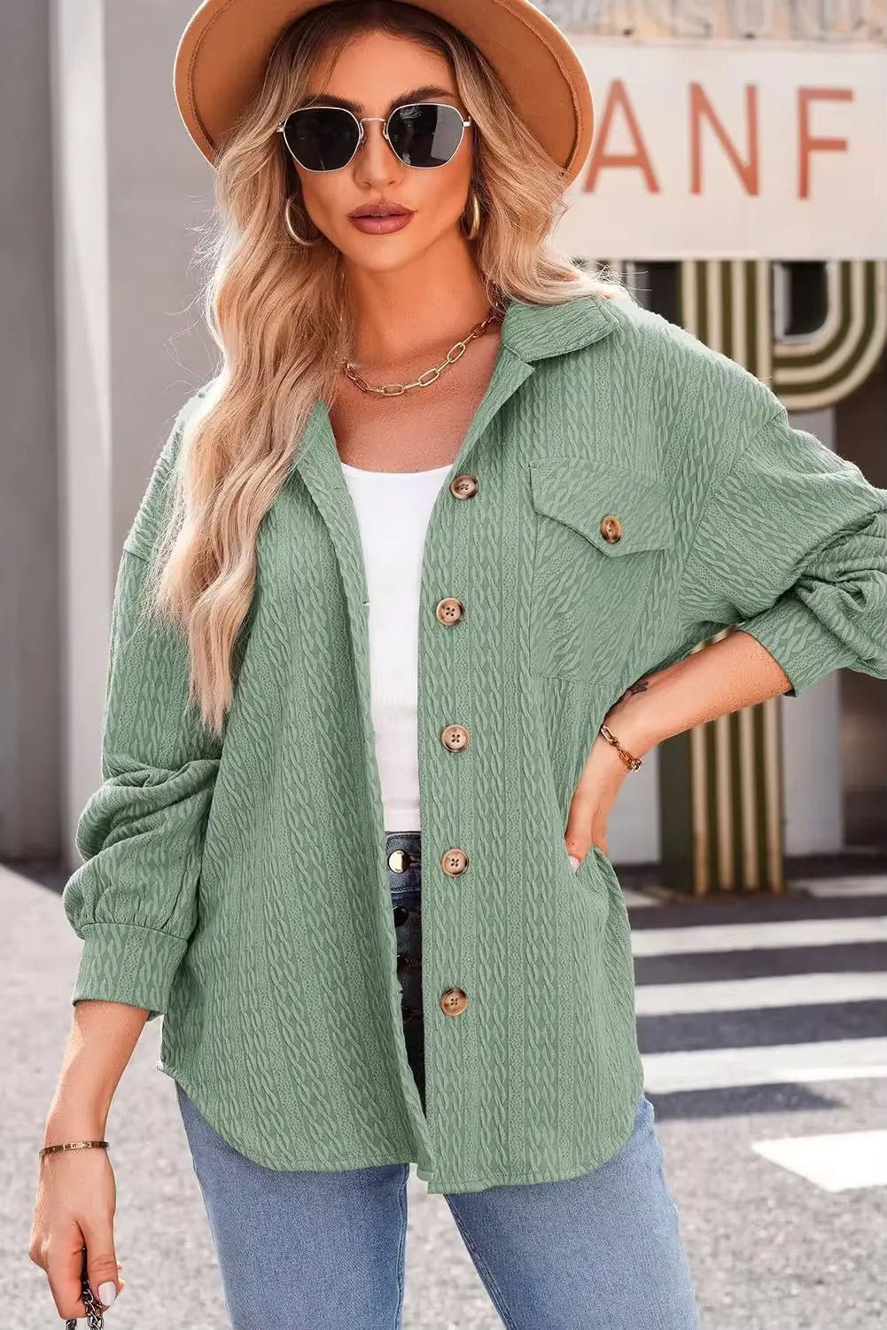 Marceline Textured Button Up Long Sleeve Shacket - 4 Colors