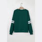 Green Varsity Striped Detail Drop Shoulder Oversized Sweatshirt