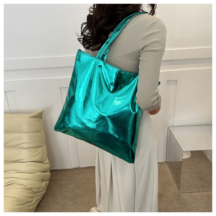 Glossy Metallic Tote - 5 Colors