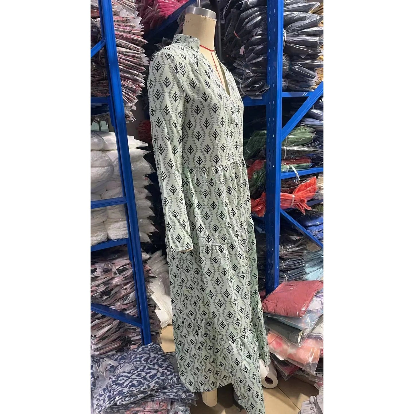 Contessa Green Boho Patterned Maxi Dress