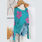 Magdalene Sea Green Big Flower Hollowed Knit Drop Shoulder Sweater