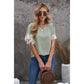 RTS Eryn Green Satin and Lace Top with Flutter Sleeves