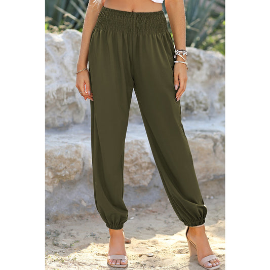 Dodie Green Smocked High Waist Joggers