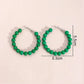 Kelly Green Beaded Hoops