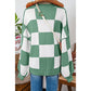 Maryam Green Checkered Bishop Sleeve Sweater