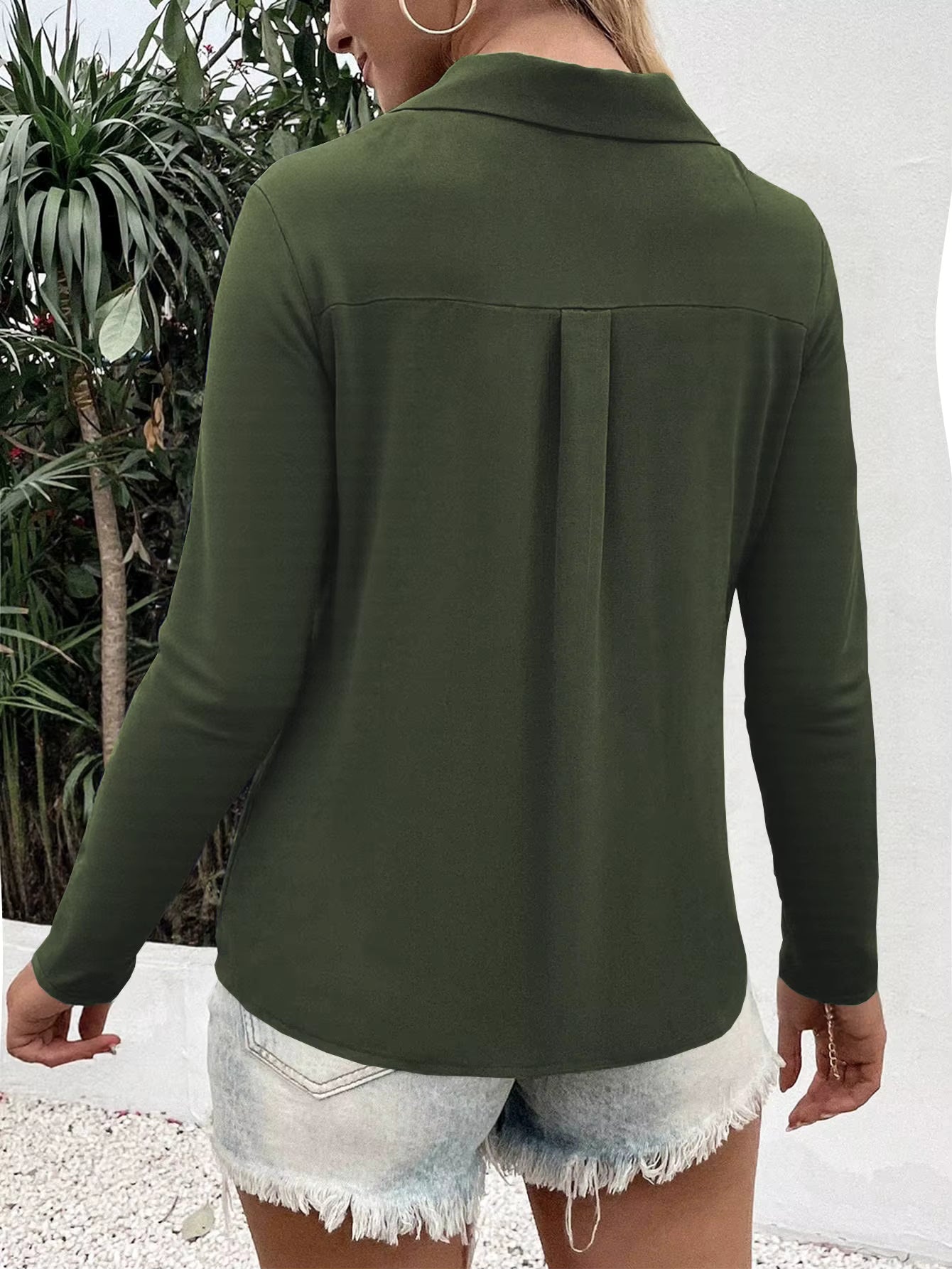 Eleanora Lapel Button Up Long Sleeve Blouse - 6 Colors
