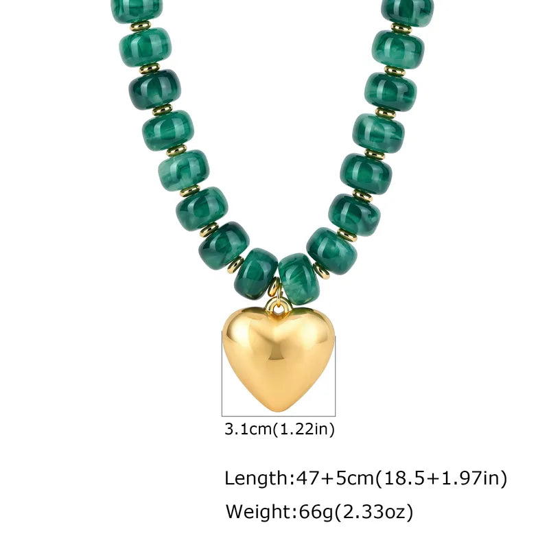 Heart Shape Resin Pendant Necklace - 4 Colors
