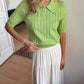 Esmee Green Knitted Short Sleeved Polo Shirt