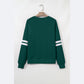 Green Varsity Striped Detail Drop Shoulder Oversized Sweatshirt