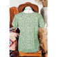Terrilee Green Boho Floral V Neck Wrap Short Sleeve Blouse