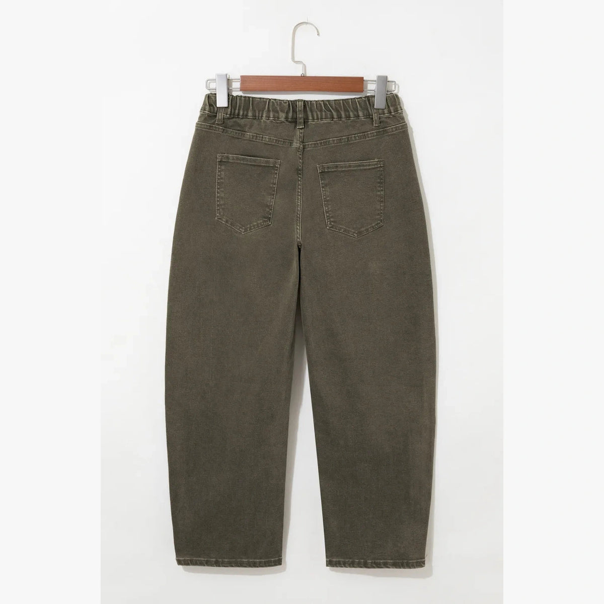 Vada Four Leaf Clover Square Patch Pocket Ankle-length Barrel Jeans