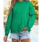 Alessia Bright Green Oversize Drop Shoulder Reversible Mock Neck Sweatshirt