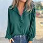 Sharli Green Luxe Button-Up Blouse