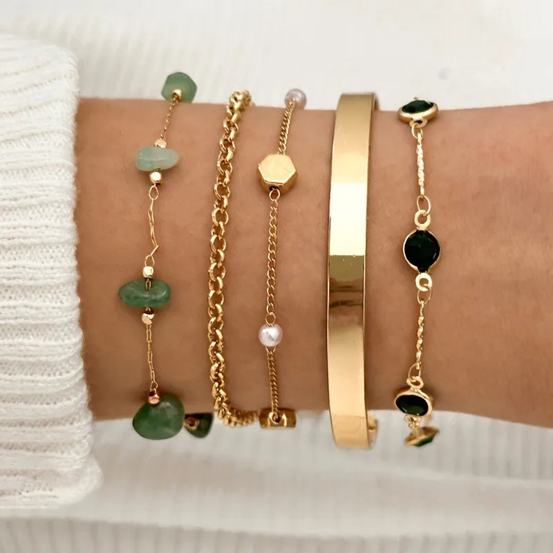 5 Piece Chain Link Bracelet Set
