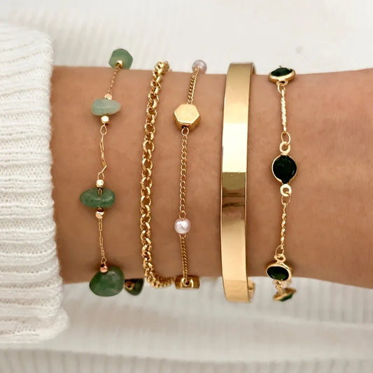 5 Piece Chain Link Bracelet Set