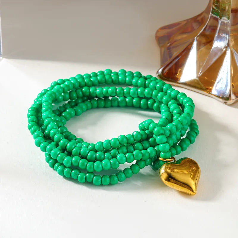 Heart Shape Seed Bead Bracelet - 3 Colors