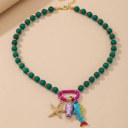 Vibrant Ocean‑Charm Beaded Necklace - 3 Colors