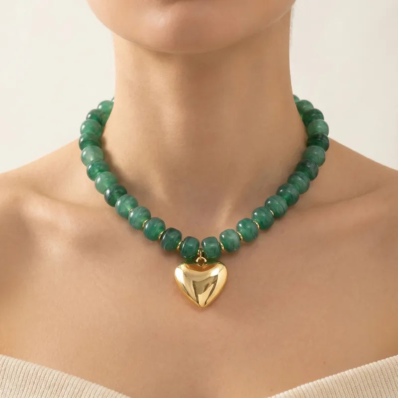 Heart Shape Resin Pendant Necklace - 4 Colors