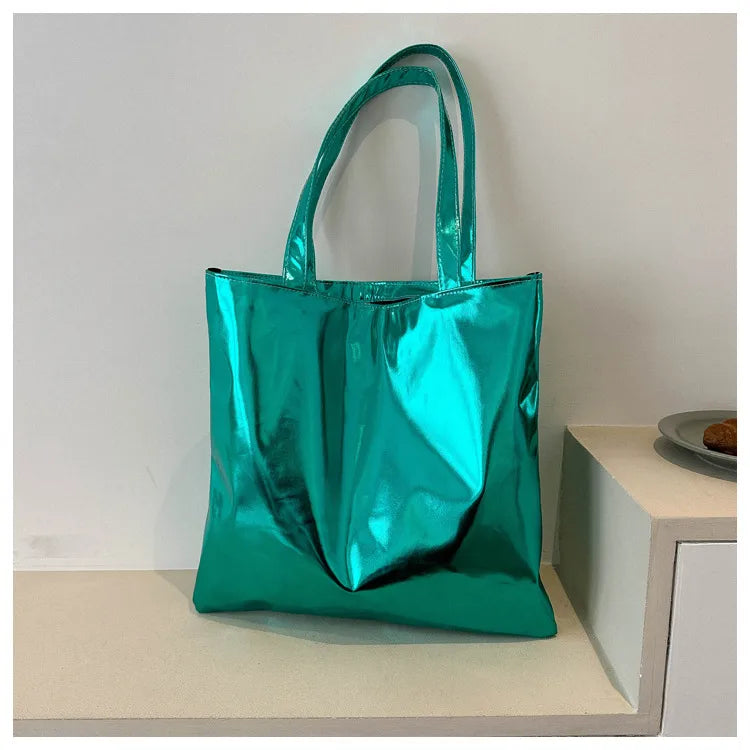 Glossy Metallic Tote - 5 Colors