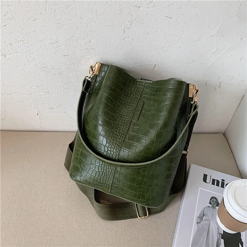 Crocodile-Pattern Bucket Bags - 5 Colors