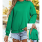 Alessia Bright Green Oversize Drop Shoulder Reversible Mock Neck Sweatshirt