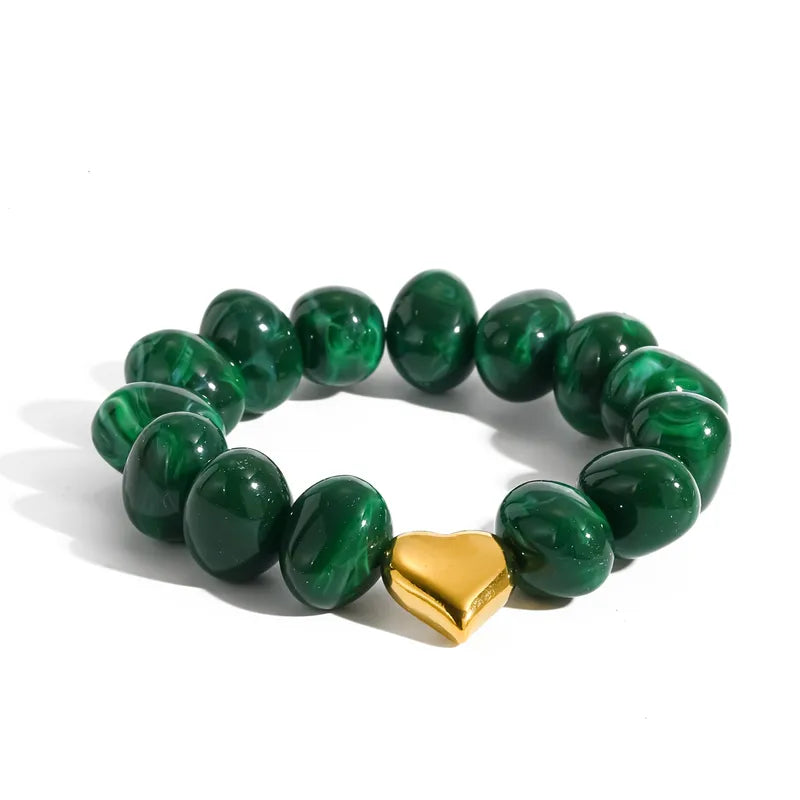 Golden Heart Stone Stretch Bracelets - 4 Colors
