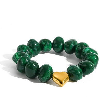 Golden Heart Stone Stretch Bracelets - 4 Colors