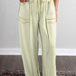 Chantel Green Plaid Contrast Trim Drawstring Elastic Waist Shift Pants