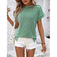 Elaine Mint Green Knit Top with Rolled Sleeves