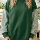 Kyrie Green Plaid Sleeve Colorblock Loose Tunic Sweatshirt