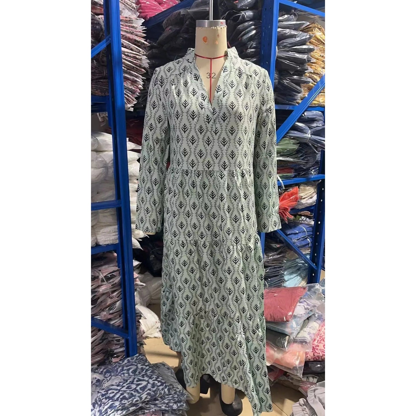 Contessa Green Boho Patterned Maxi Dress