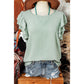 Madisyn Green Ruffled Short Sleeve Casual Blouse