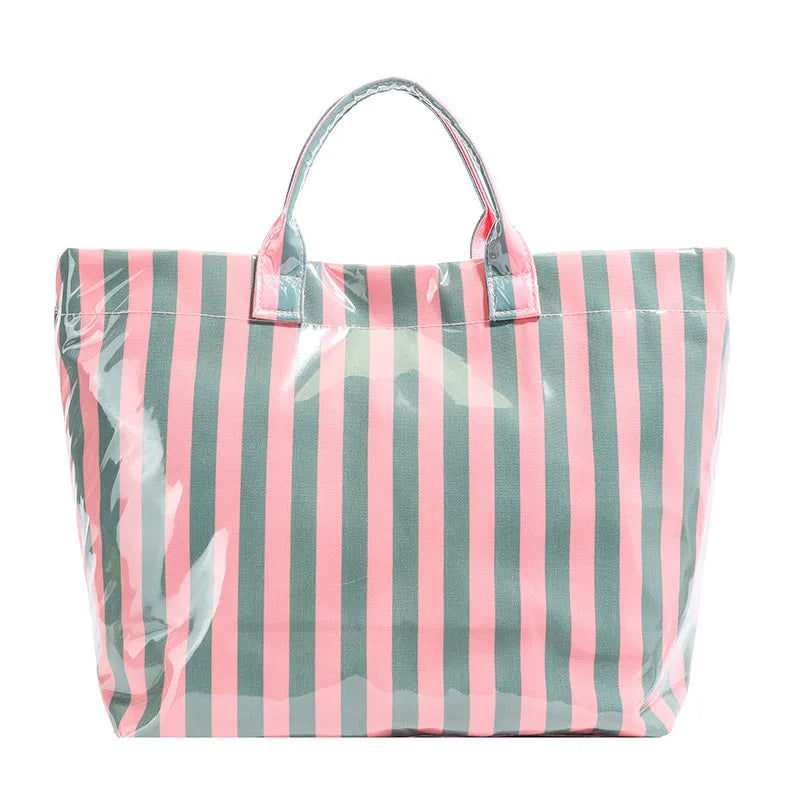 SALE!!!  Abril Glossy Candy-Stripe Shopper - 4 Colors
