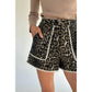 Greer Contrast Scalloped Lace Trim Leopard Denim Shorts