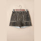 Greer Contrast Scalloped Lace Trim Leopard Denim Shorts
