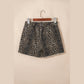 Greer Contrast Scalloped Lace Trim Leopard Denim Shorts