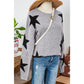 Lynda Grey Star Pattern Drop Shoulder Sweater