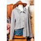 Harlene Grey Hooded Drawstring Pockets Corduroy Shacket