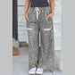 Zaza Grey Animal Print Wide Leg Terry Knit Pants