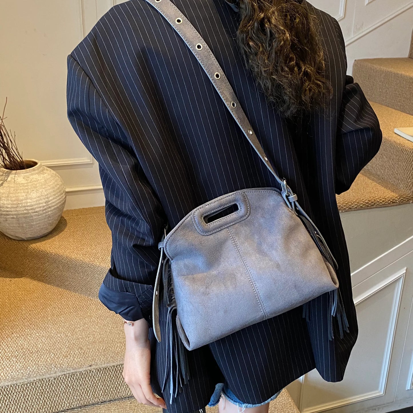 Boho Fringe Faux Suede Bag - 6 Colors