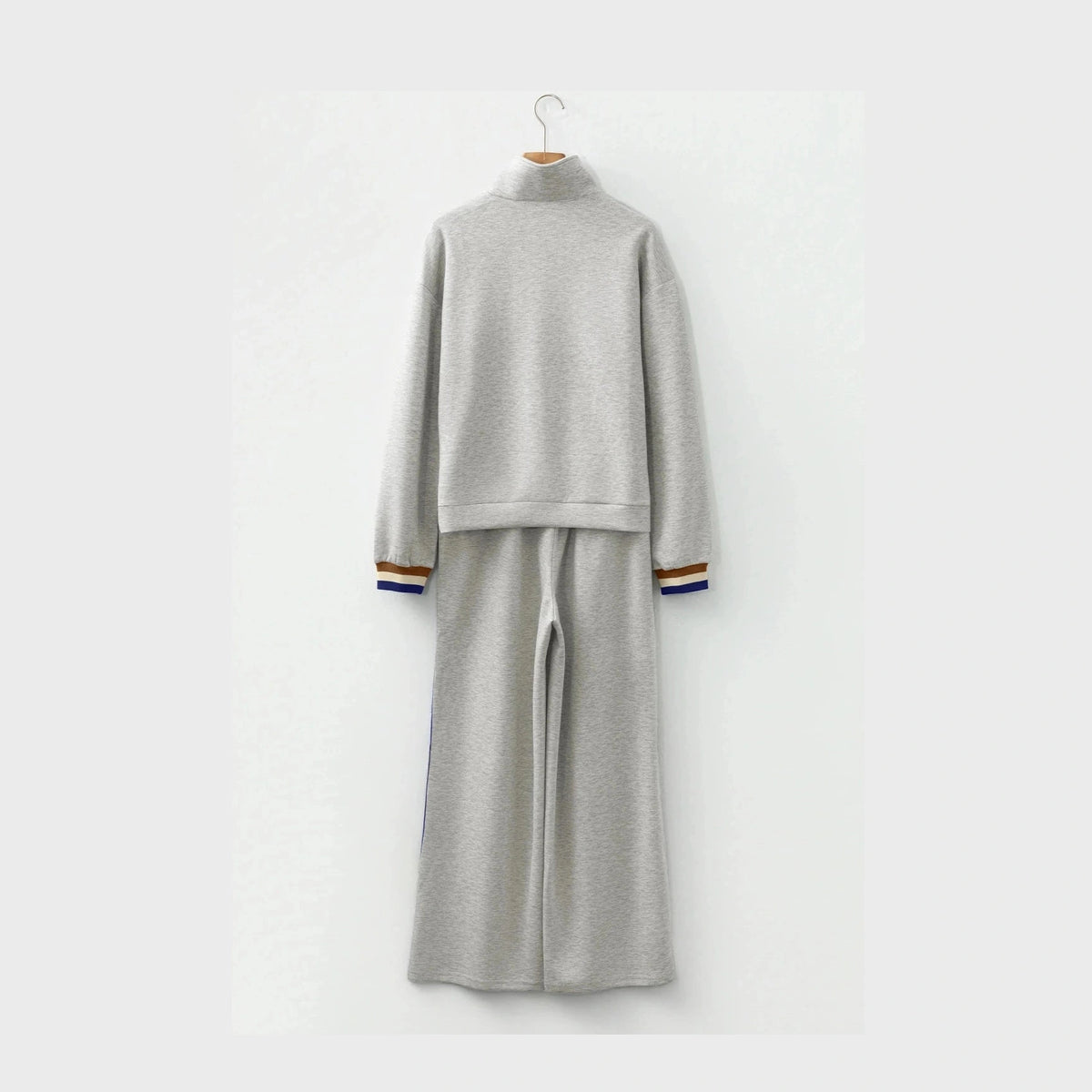 Julianna Grey Striped Patchwork Quarter Zip Pullover Loose Pant Set