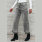 Millie Grey Raw Hem Straight Leg Loose High Waist Jeans