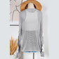 Magdalene Grey Big Flower Hollowed Knit Drop Shoulder Sweater