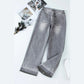 Millie Grey Raw Hem Straight Leg Loose High Waist Jeans