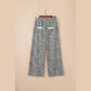 Zaza Grey Animal Print Wide Leg Terry Knit Pants