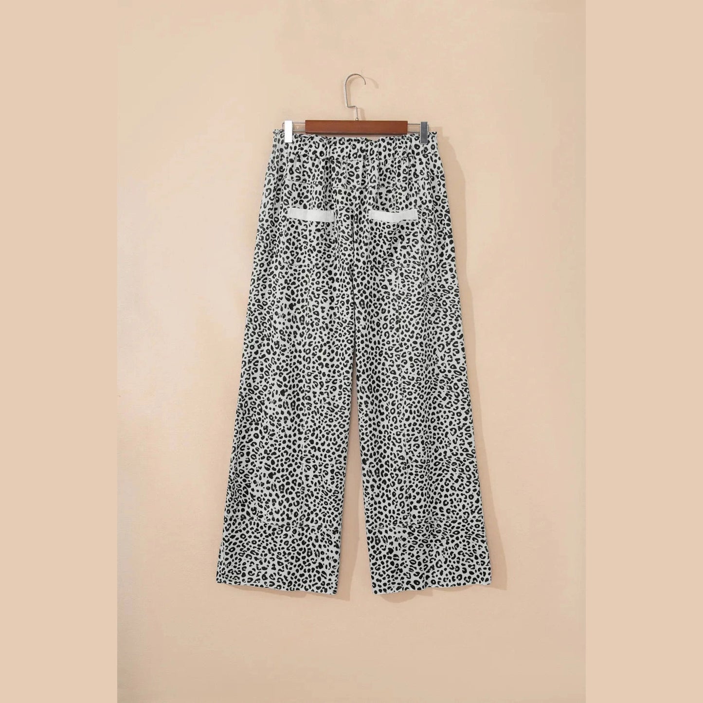 Zaza Grey Animal Print Wide Leg Terry Knit Pants