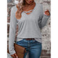 Loreen Grey Soft Knit Top with Cross‑Front Detail